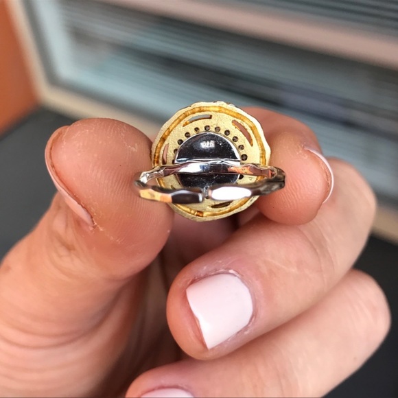 Peace Sign gold plated and silver adjustable Ring - Picture 8 of 9